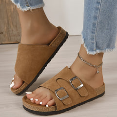 Women's Cork Footbed Slippers Anti-slip Platform Summer Beach Slippers