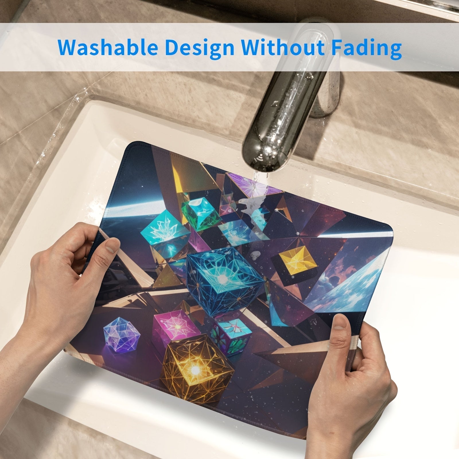 Cube Pattern Mouse Pad 24x20cm for e-Sport Home Office