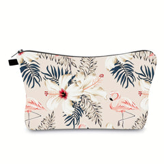 Floral Flamingo Makeup Bag Travel Cosmetic Organizer for Women Girls