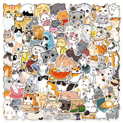 100pcs Cartoon Cat Stickers for Luggage Phone Case Helmet Skateboard