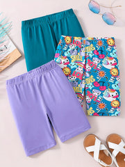 4pcs Girls Solid Elastic Waist Safety Shorts Leggings Under Skirt Dress