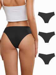 3pcs Seamless Solid Briefs Women's Panties