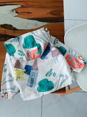 Boys Graffiti Windbreaker Hooded Jacket Long Sleeve Zip Up Jacket