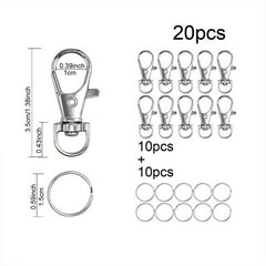 100 Metal Swivel Snap Hooks Key Chain Rings Jewelry Crafts Silver