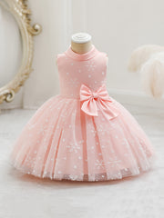 Baby Girls Christmas Princess Dress Sleeveless Snowflake Bow Tutu Dress