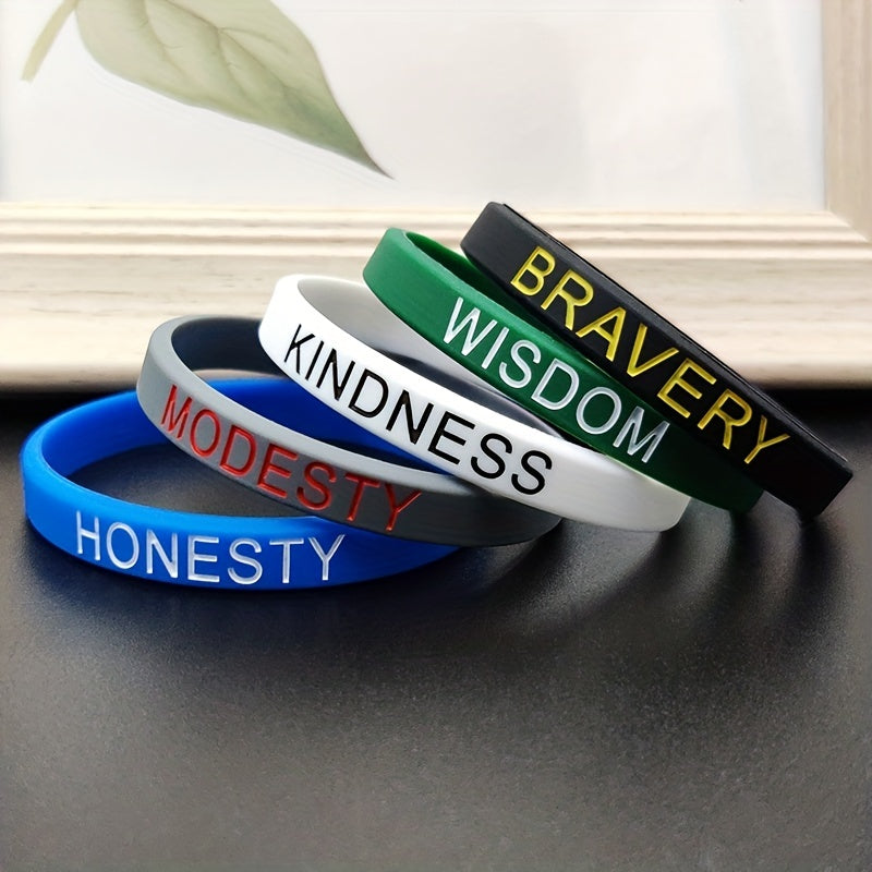 Sporty Silicone Bracelet with Bold Letter Graphics