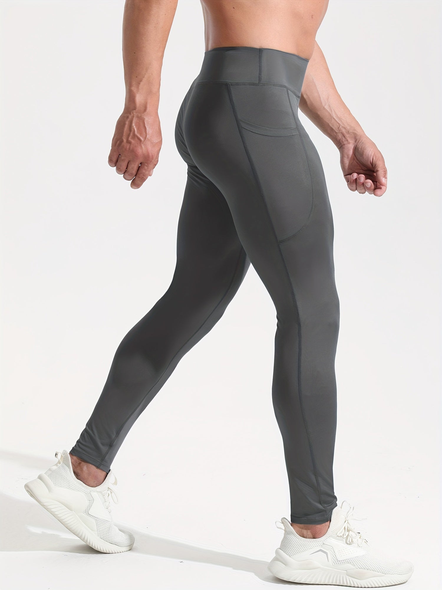 Men's Breathable Compression Leggings with Pocket for Outdoor Training