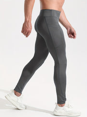 Men's Breathable Compression Leggings with Pocket for Outdoor Training