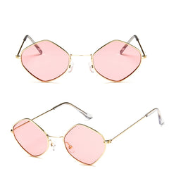 Colorful Metal Square Sunglasses with Transparent Lenses