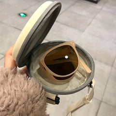 Kids Vintage Folding UV Protection Sunglasses with Case