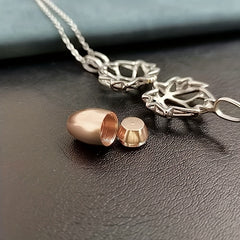Lotus Flower Cremation Necklace with Keepsake Urn