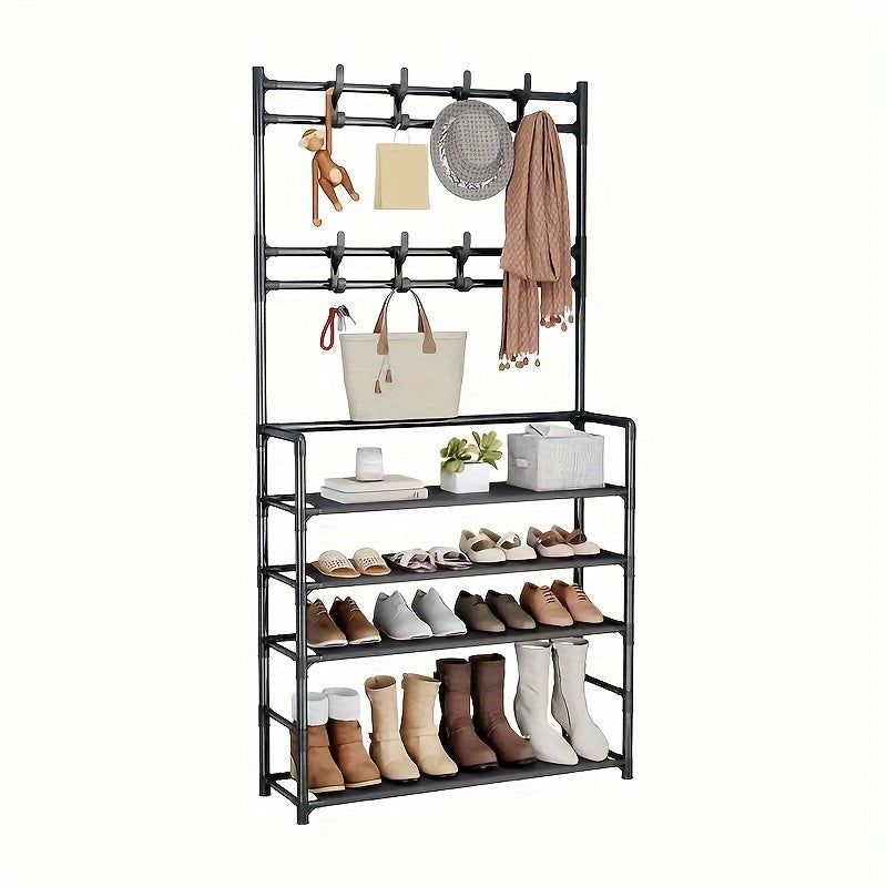 Floor To Floor Clothes And Hat Rack Shoe Rack Integrated Combination