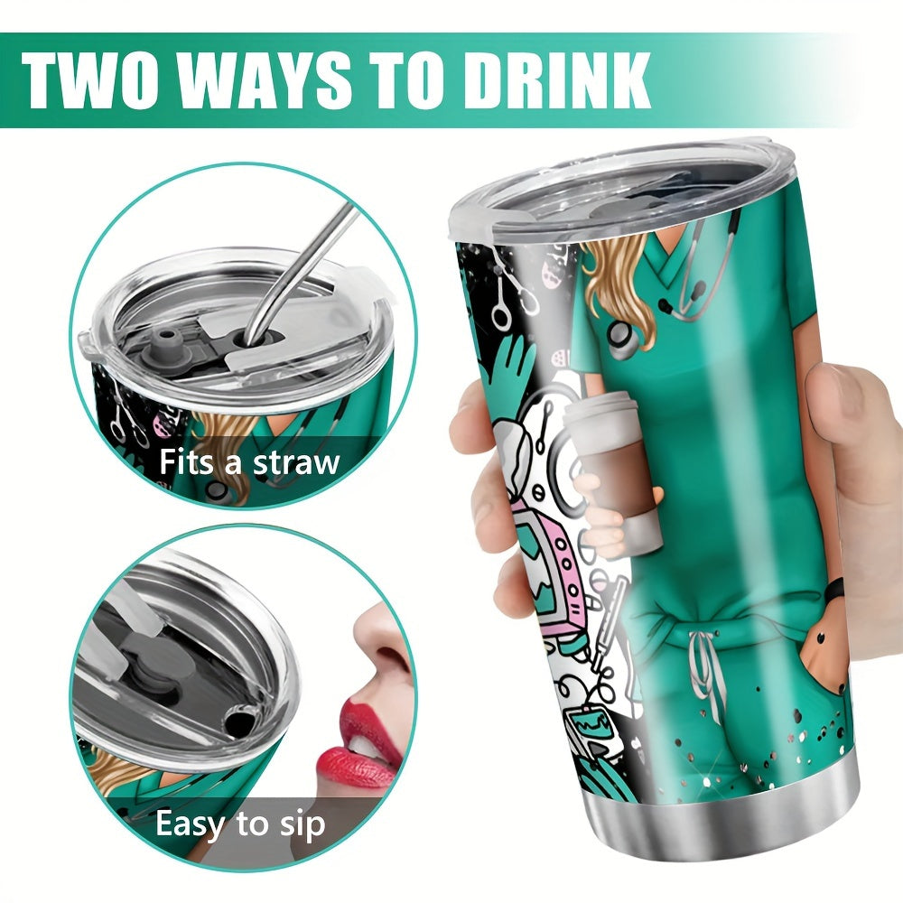 20oz Stainless Steel Nurse Pattern Tumbler Cup