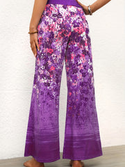 Floral Print High Rise Stretch Flare Leg Pants