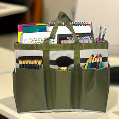 Craft Supplies Tote Bag Green Nylon Fabric Organizer Bag