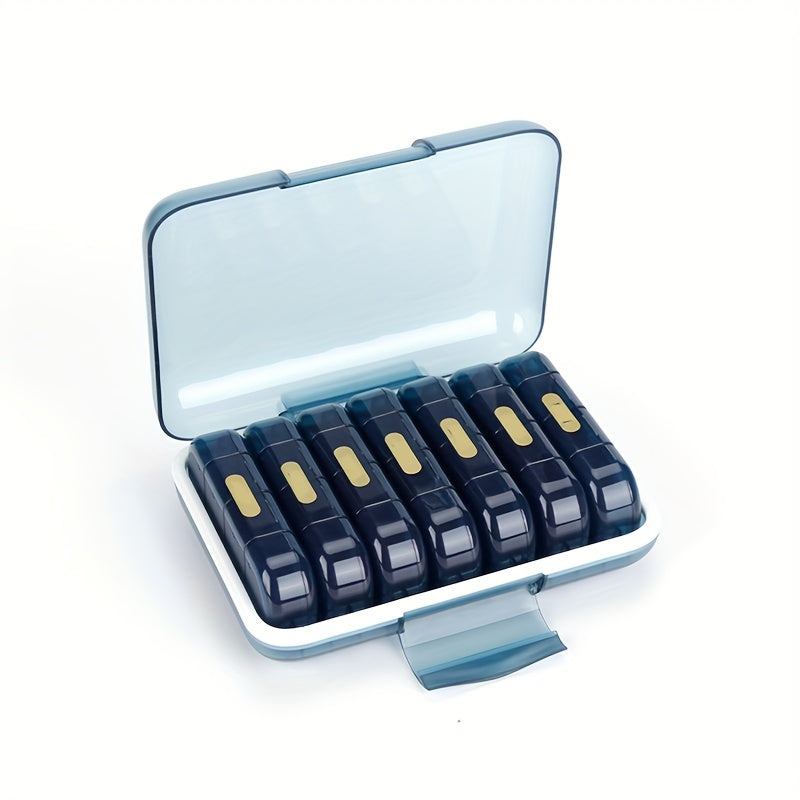 Weekly Pill Organizer 28 Grids Portable Medicine Container & Vitamin Holder