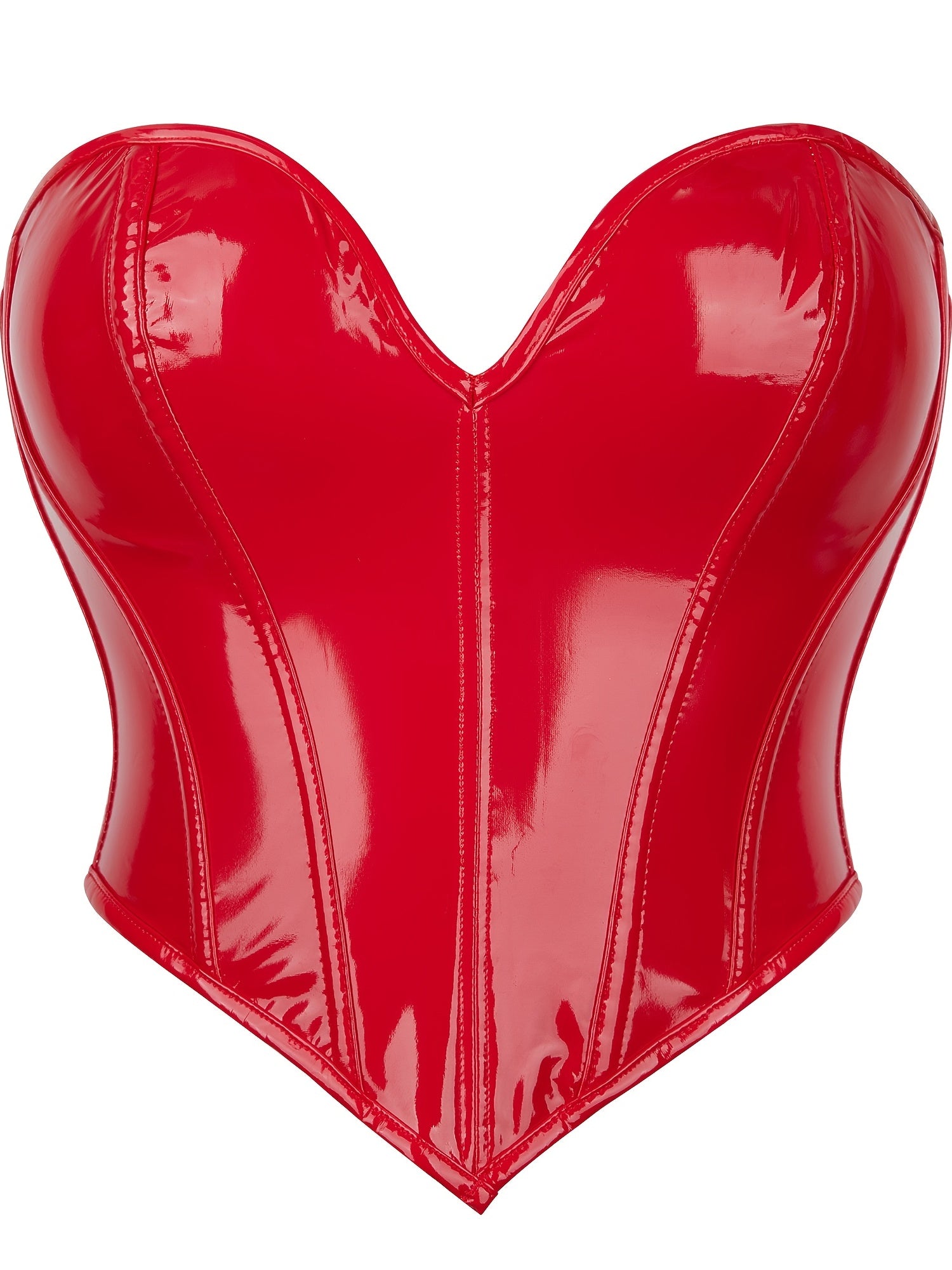 Red Strapless Corset Deep V Lace Up Body Shaper Women's Lingerie