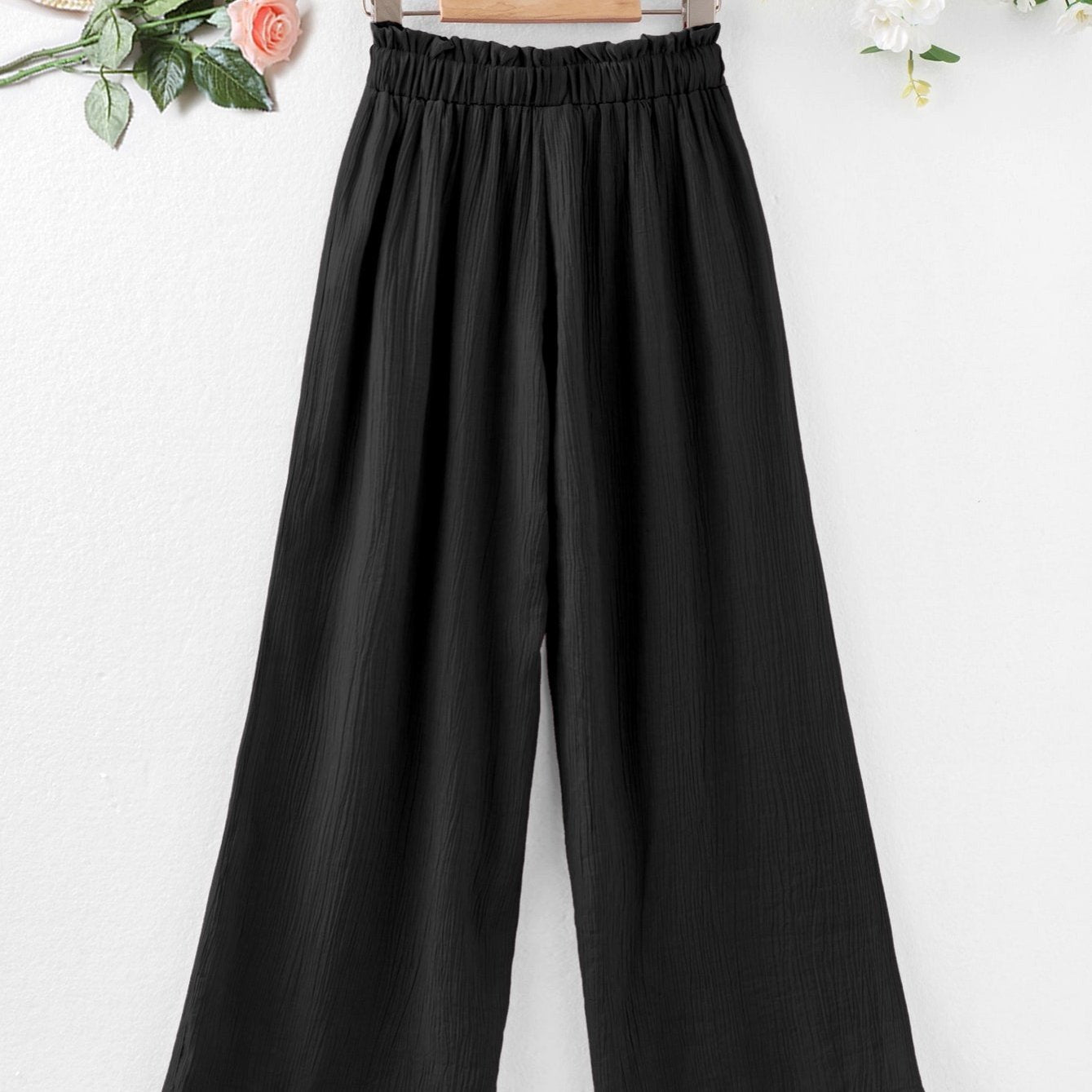 Girl's High Waist Wide Leg Pants with Pockets