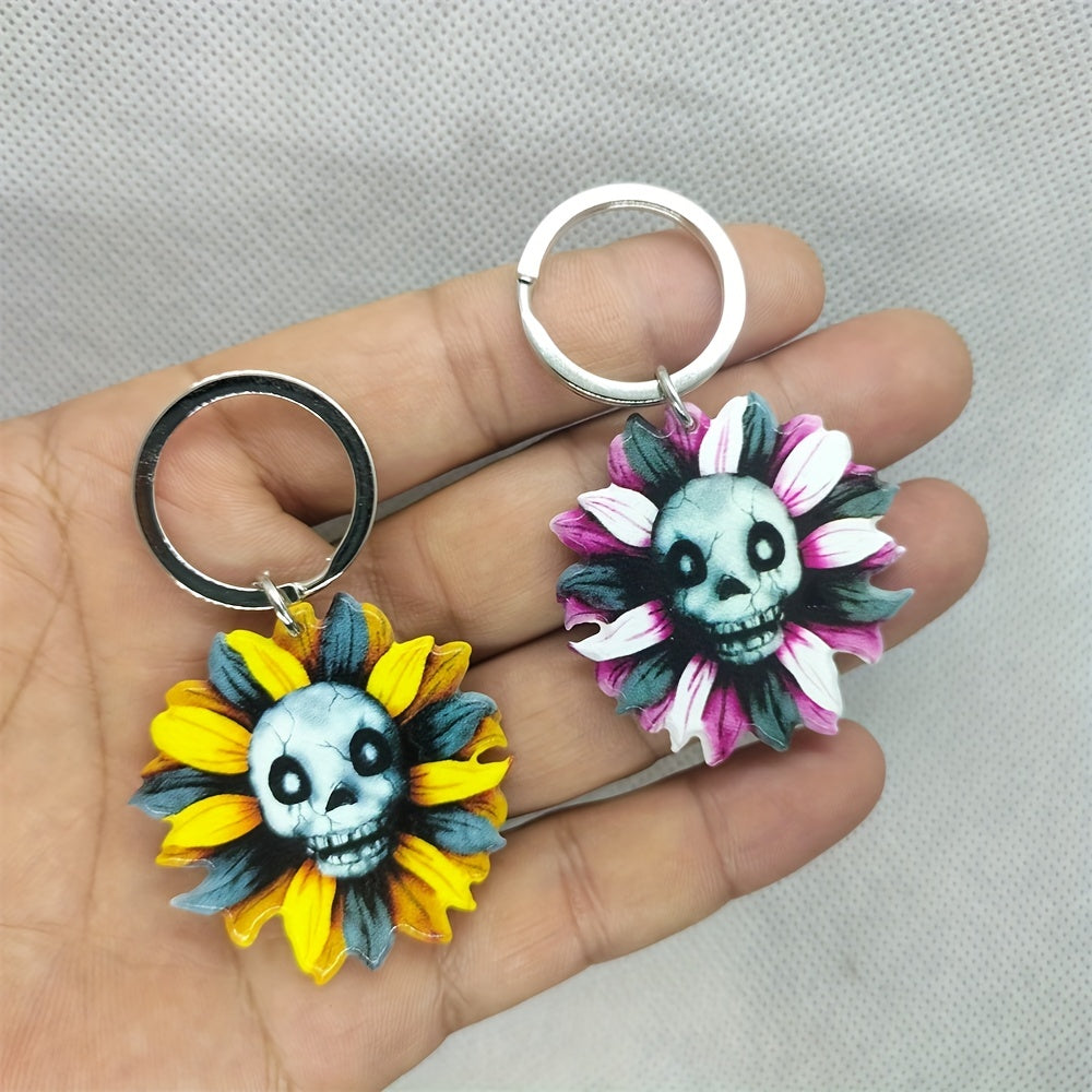 Skeleton Flower Keychain Key Ring for Men Women Handbag Car Key Pendant