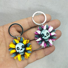 Skeleton Flower Keychain Key Ring for Men Women Handbag Car Key Pendant
