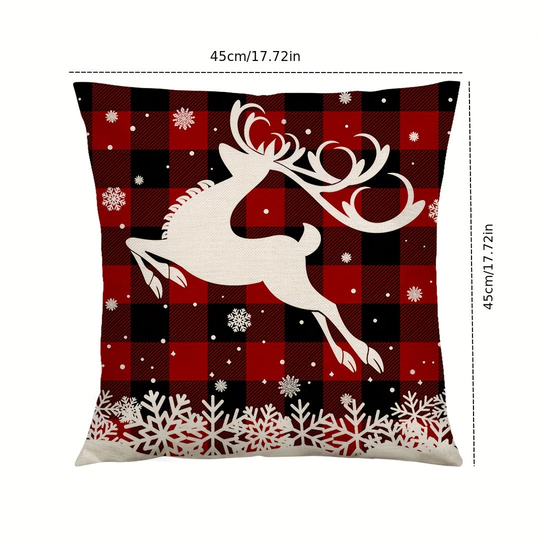 4pcs Christmas Tree Snowflake Pillow Covers for Home Decor