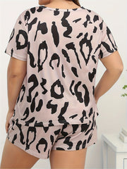 Leopard Print Tee & Shorts Pajama Set
