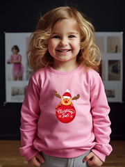 Cartoon Reindeer Graphic Crew Neck Sweatshirt Kids Christmas Gift