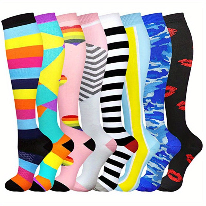 Colorful Compression Socks for Women and Men - Ideal for Athletics