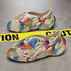 Men's Hollow Out Closed Toe Foam Slides Clogs Non Slip Comfy Beach Sandals