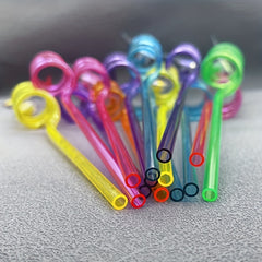 6pcs Sequin Fruit Shape Straws Curved Plastic Bar Milk Tea Straws