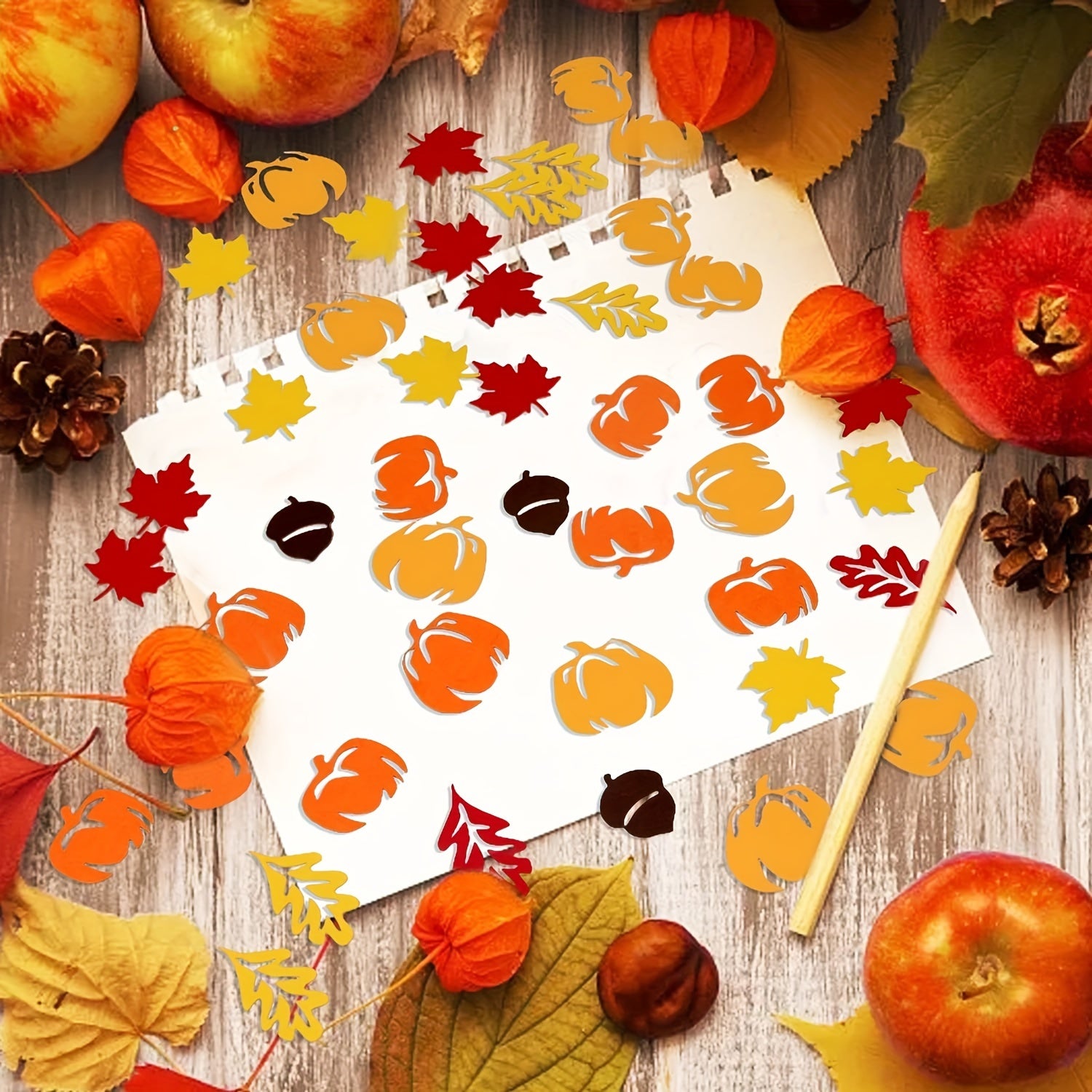 Thanksgiving Party Decoration Confetti Autumn Wheat Leaf Pumpkin Pine Cone