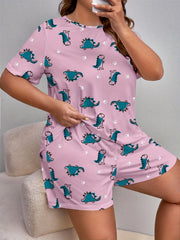 Dino & Dog Paw Print Tee & Shorts Lounge Set