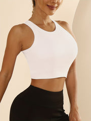 Women's Sleeveless Sport Tank Top With Built-In Bra Yoga Crop Top