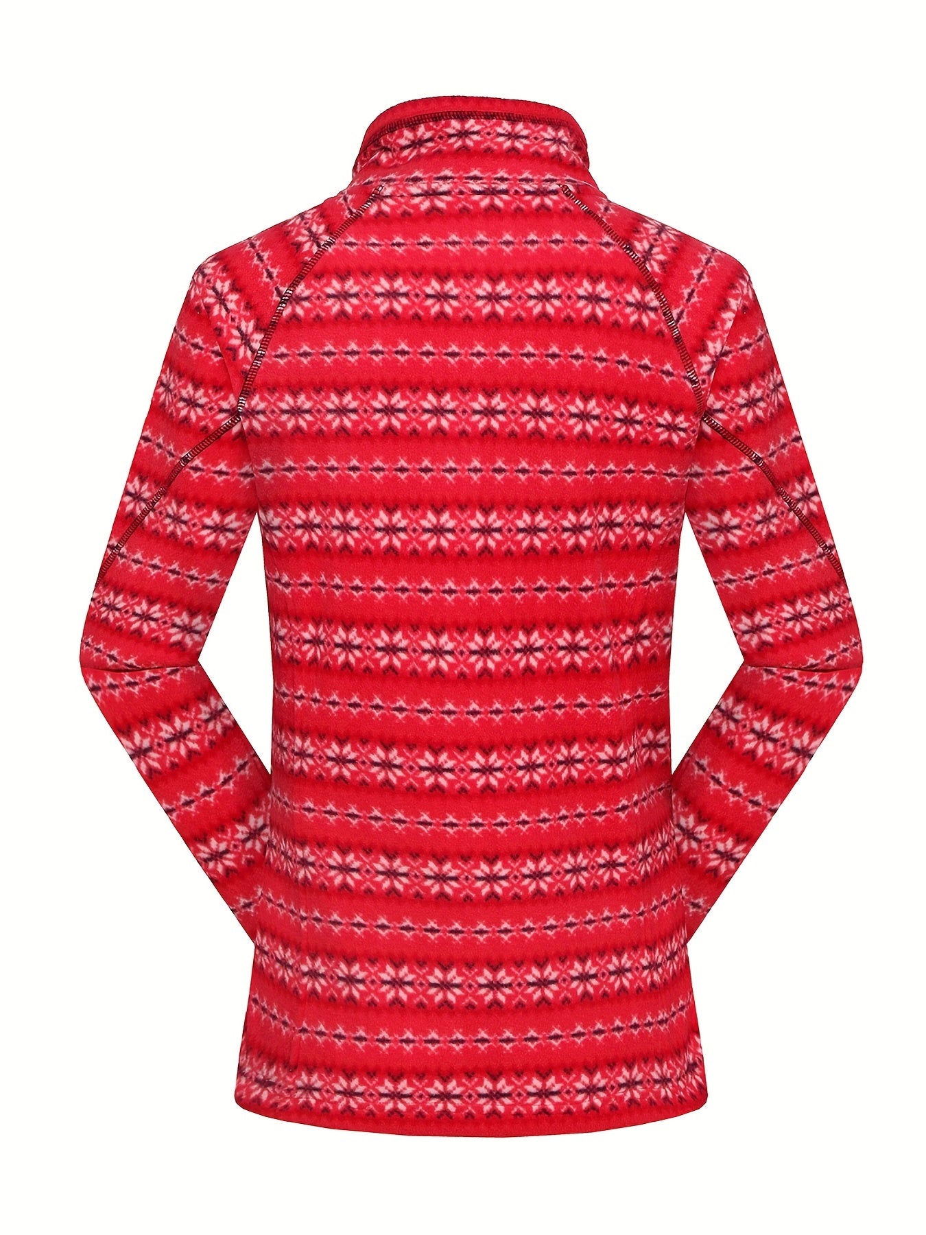 Women's Floral Print Zipper Front Long Sleeve Outdoor Jacket Coat