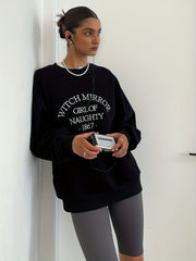 Letter Print Crew Neck Sweatshirt for Women