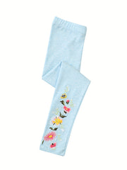 Girls Knitted Flower Leggings Soft Cotton Spring Autumn Trousers