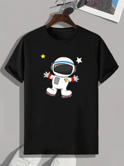 Cartoon Astronaut Graphic T-shirt for Men