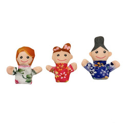 3pcs Family Finger Puppet Drama Set for Role Play & Story Time