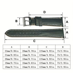 Hand Stitched Horsehide Leather Watch Strap 18-22mm Quick Release Spring Bars