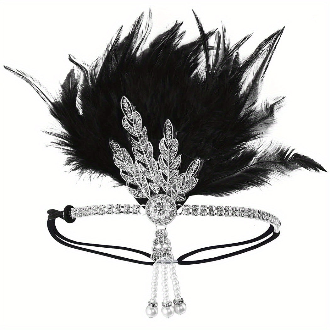 Faux Feather Alloy Rhinestone Headband 4876