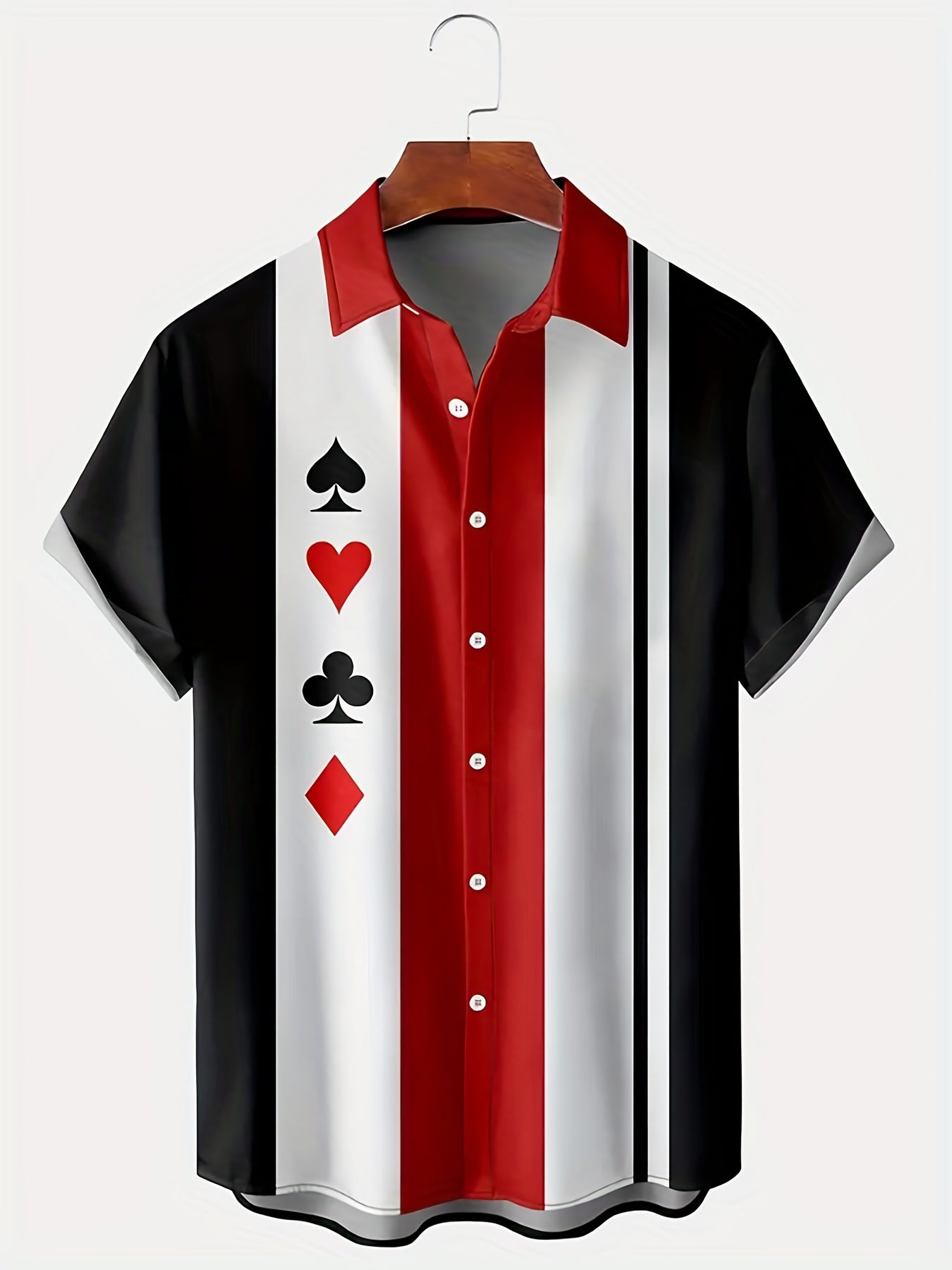 Men's Poker Stripe Short Sleeve Hawaiian Shirt