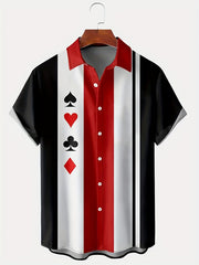 Men's Poker Stripe Short Sleeve Hawaiian Shirt