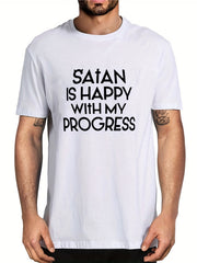 Santa Is Pleased Men's Letter Print Tee for Summer