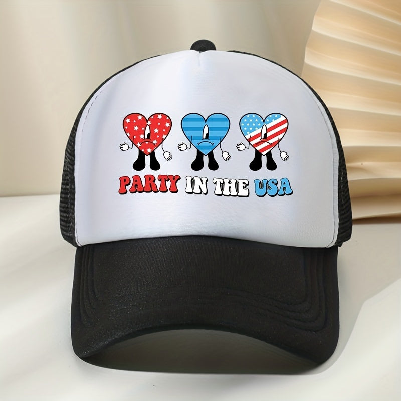 Men's Colorful Love Baseball Cap Mesh Sun Protection Trucker Hat