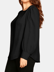 Lantern Sleeve Blouse Women's Casual Solid Blouse