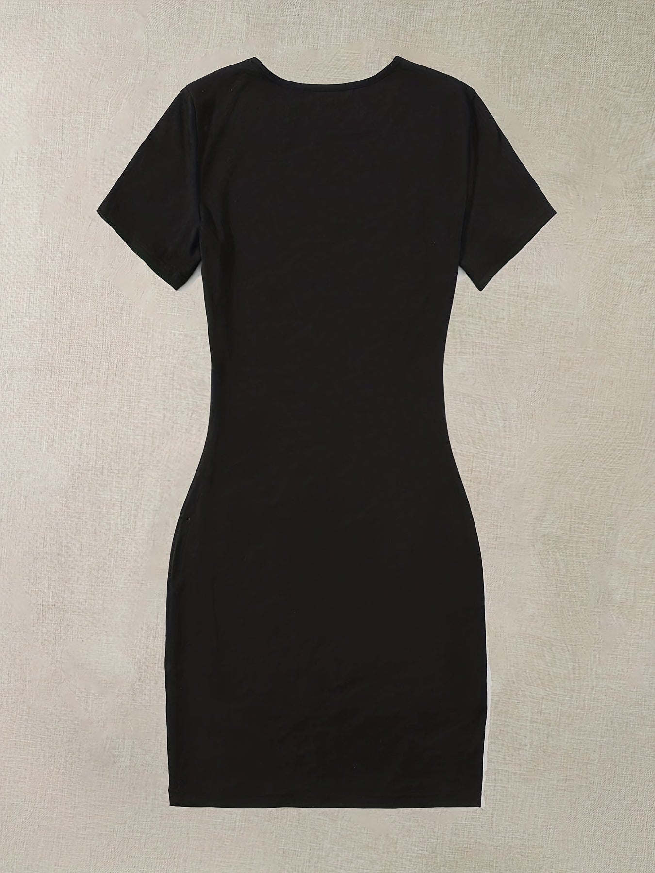 Women's Casual Letter Print Short Sleeve Stretch Slim Fit Dress