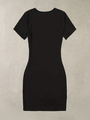 Women's Casual Letter Print Short Sleeve Stretch Slim Fit Dress