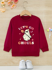 Go Chouls Ghost Graphic Halloween Girls Sweatshirt