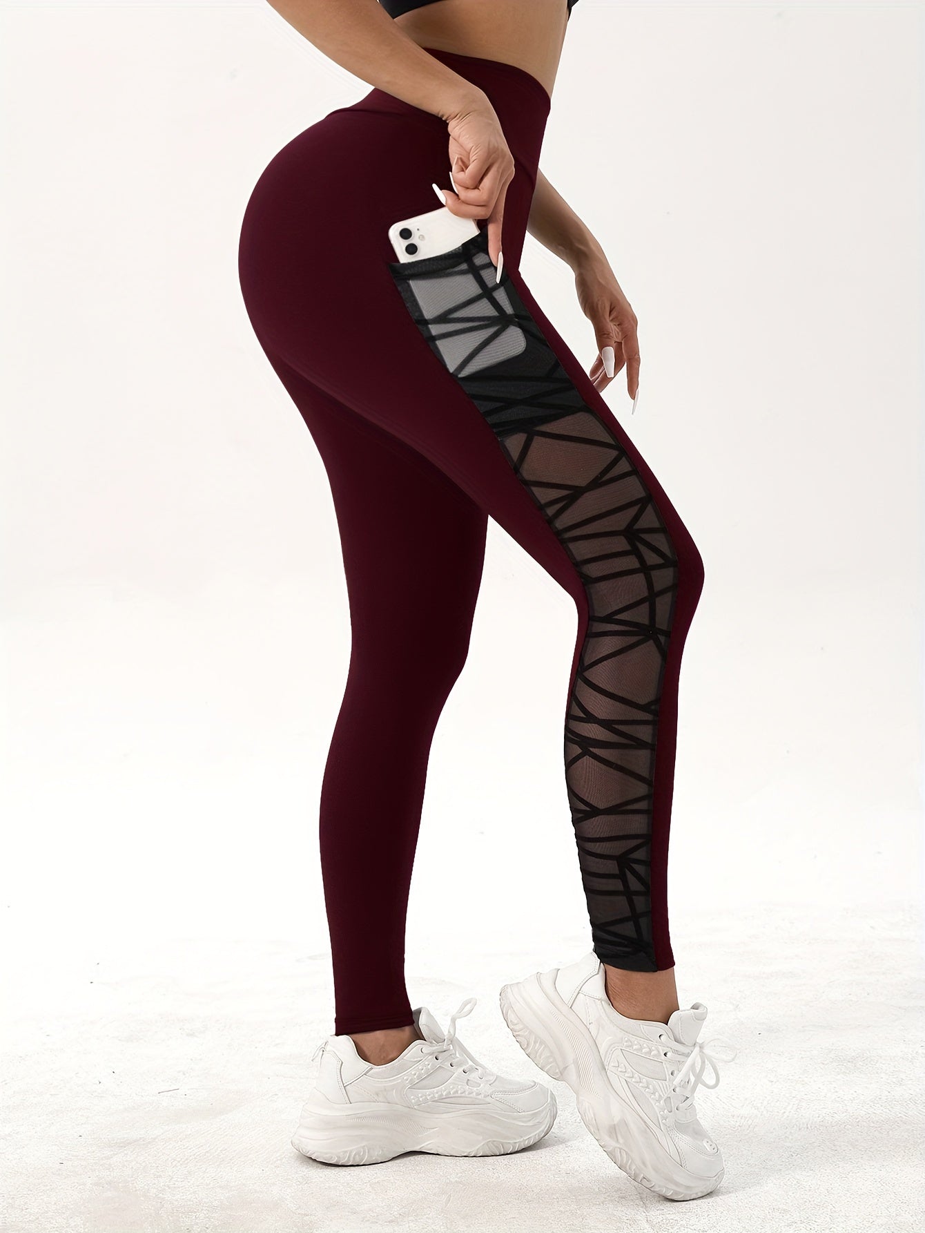 Mesh Stitching Yoga Pants High Stretch Sports Leggings