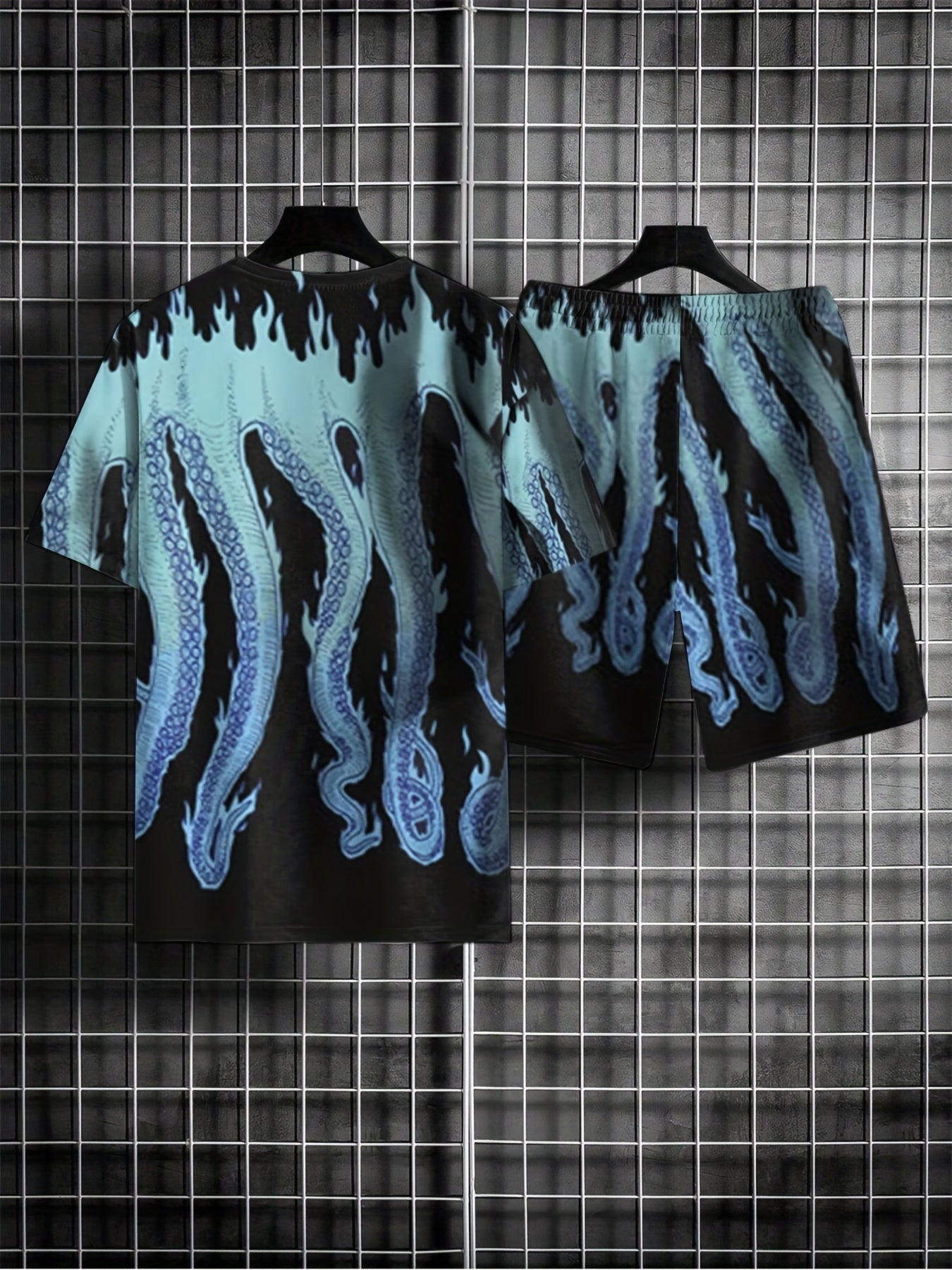 Men's Snake Print T-shirt & Shorts Set for Summer